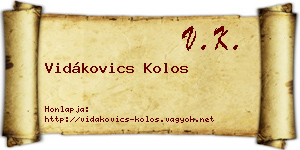 Vidákovics Kolos névjegykártya